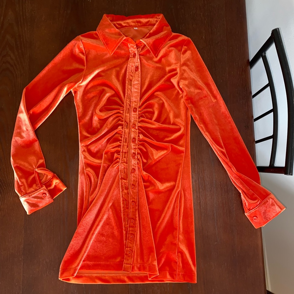 Ruched front velvet dress